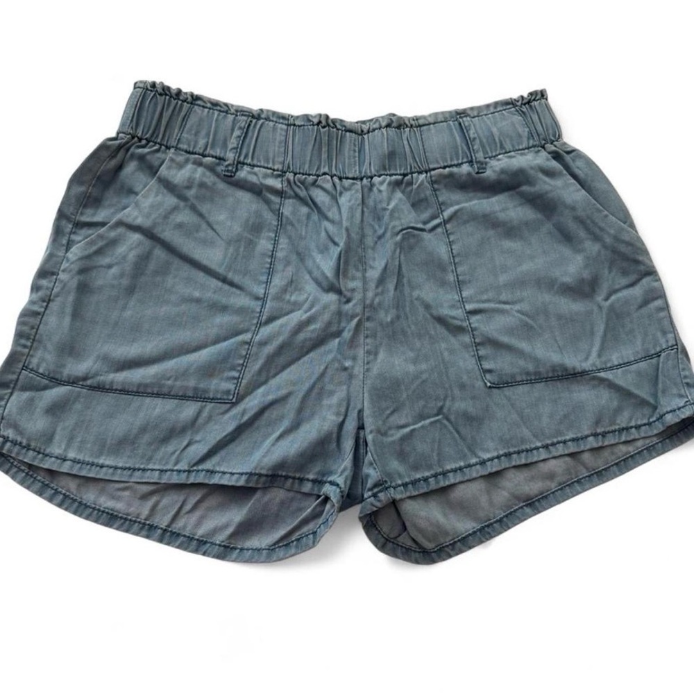 OntWelfth Chambray Elastic Waist Casual Shorts | Size L